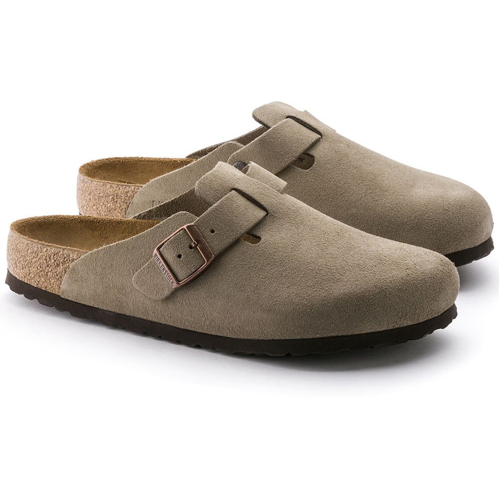 Birkenstock Boston Soft Footbed Clog in Taupe. Size 39